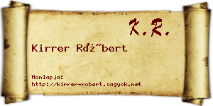 Kirrer Róbert névjegykártya